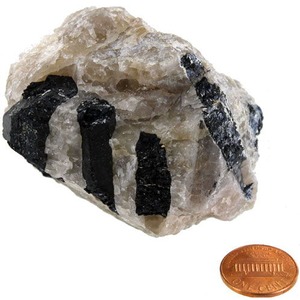 Black Tourmaline In Quartz - Large Chunk (2-3 inch) - Image One