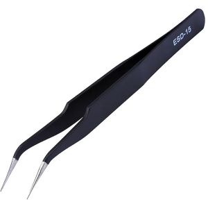 Anti-Static ESD Stainless Steel Precision Tweezers - 5 inch Curved  - Image One