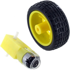 Geared DC Motor and Toy Car Wheel Set - Image One