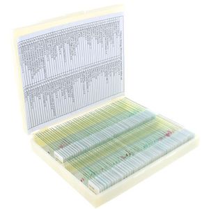 Photo of the 100 Prepared Biology Prepared Microscope Slides Set