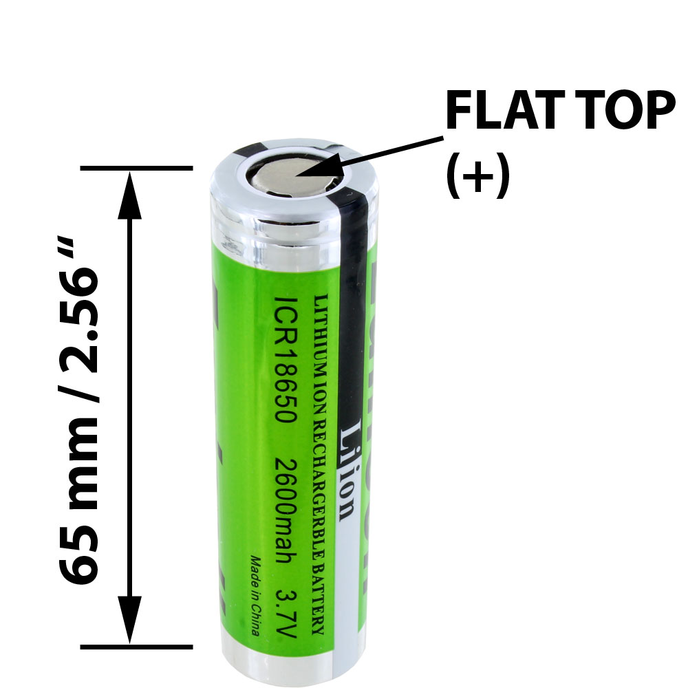 ICR 18650 Green Flat-Top Lithium-Ion Cell Rechargeable Battery - 3.7V 2600mAh - Image three