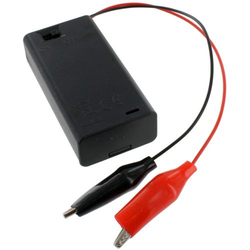 2 x AA Battery Holder with Alligator Clips, Cover, and Switch - 3V photo 2