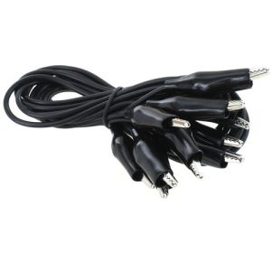 2ft Black Alligator Clips Cords - 5 pack Photo 1