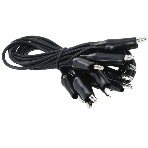 2ft Black Alligator Clips Cords - 5 pack - Image one