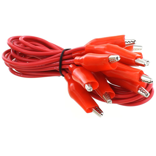 2ft Red Alligator Clips Cords - 5 pack - Image one