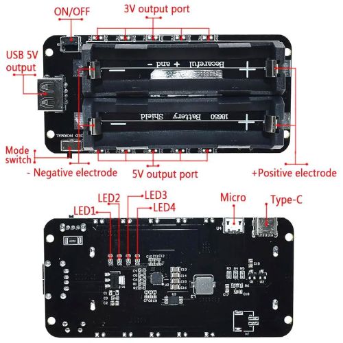Double 18650 Battery Charge Shield - 3V 5V DC Supply photo 3