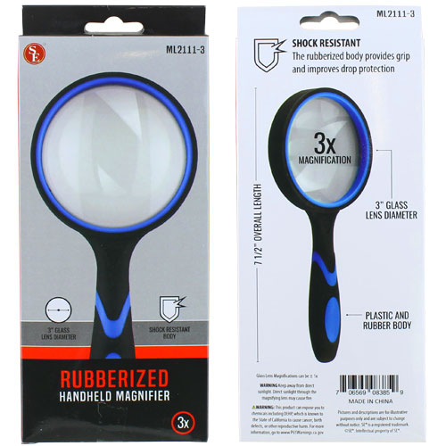 3X Rubberized HandHeld Magnifying Glass - 3-inch diameter - Image two