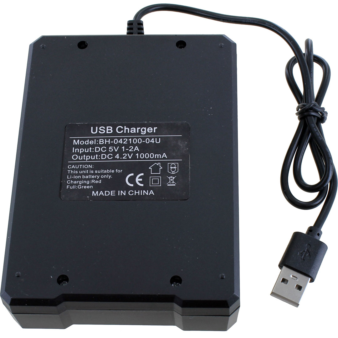 Lithium Ion Battery Charger - 4 Bays - USB Powered - Image two