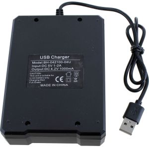 Lithium Ion Battery Charger - 4 Bays - USB Powered Photo 2