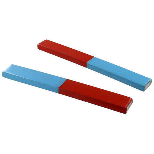 4 inch Steel Bar Magnet Red/Blue Pair - Image one