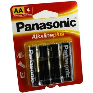Photo of the 4 AA Panasonic Alkaline Plus Batteries