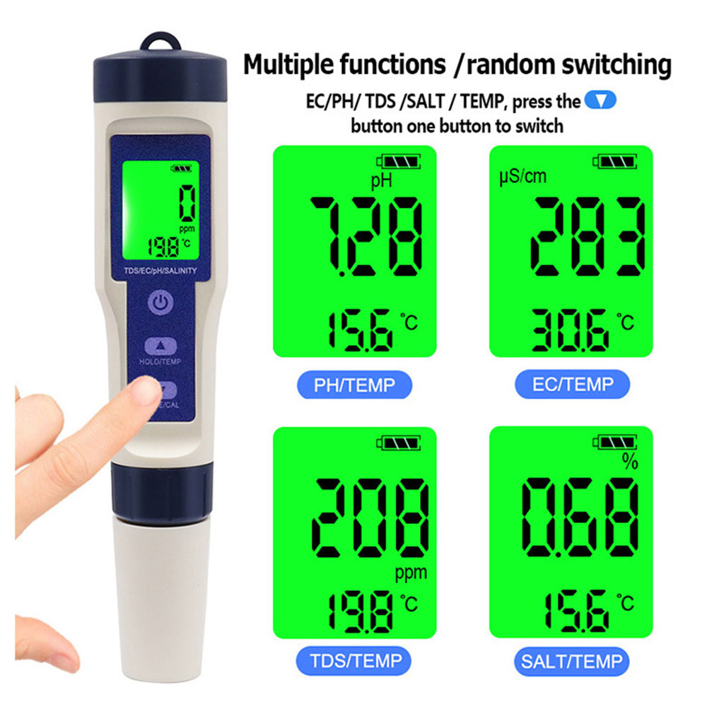 5-in-1 Water Quality Tester - Salinity, pH, TDS, EC, Temp - Image two