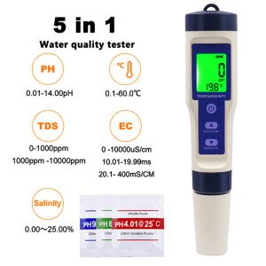 5-in-1 Water Quality Tester - Salinity, pH, TDS, EC, Temp Photo 1