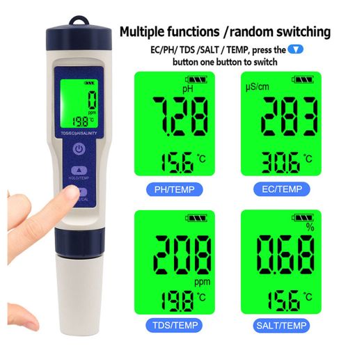 5-in-1 Water Quality Tester - Salinity, pH, TDS, EC, Temp photo 2