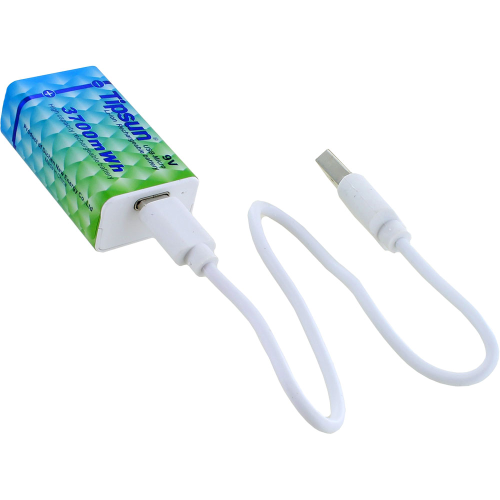 USB Rechargeable Lithium-Ion 9V Battery with Cable - Image two
