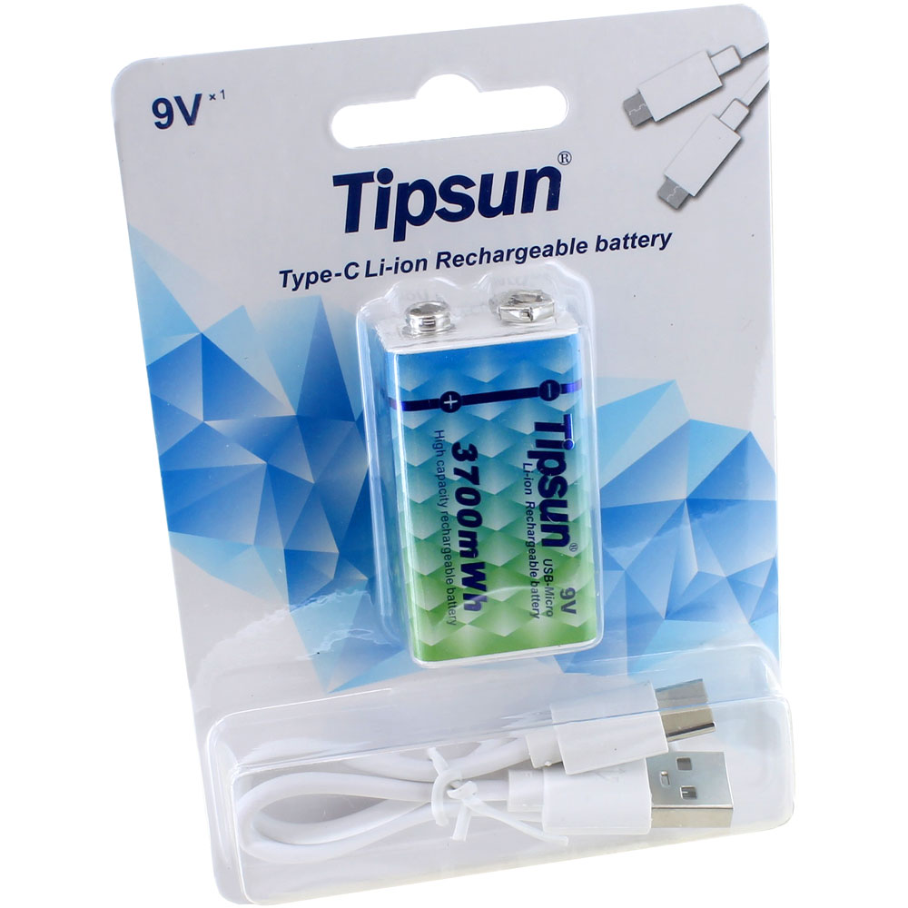 USB Rechargeable Lithium-Ion 9V Battery with Cable - Image three