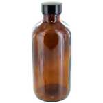Amber Bottle 8oz - Boston Round w/Cap.