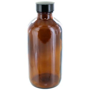 Amber Bottle 8oz - Boston Round w/Cap - Image One