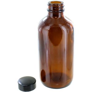 Amber Bottle 8oz - Boston Round w/Cap Photo 2