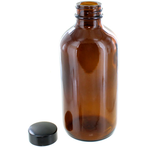 Amber Bottle 8oz - Boston Round w/Cap - Image two