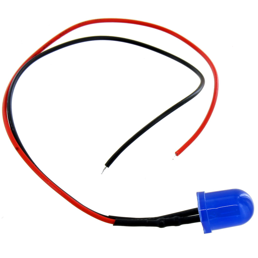 Big Blue LED with Wire Leads - 5V 10mm - Image one