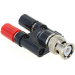 Photo of the: BNC Male to Dual Banana Female T-Adapter