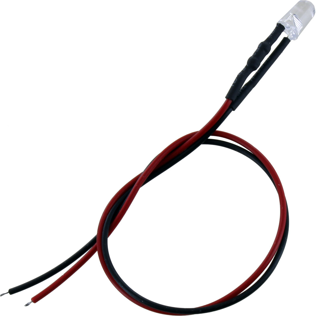 Clear LED Bulb with Wire Leads - 5mm 3V - Image one