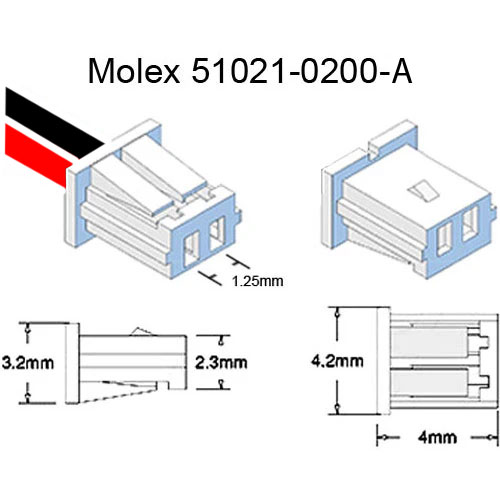 Reverse Polarity MOLEX Connector CR2032 Battery with Wire Leads (CMOS) - Image three