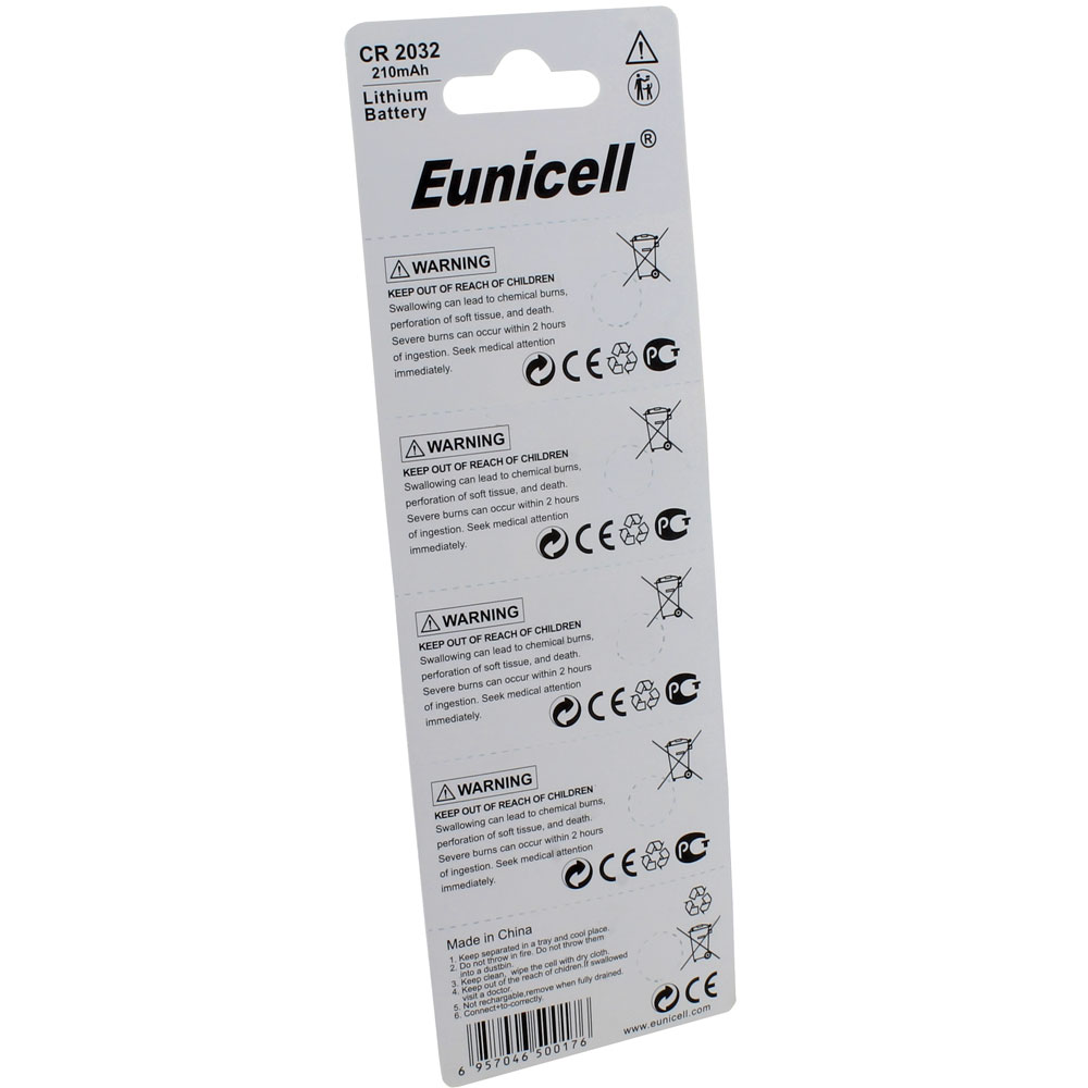 CR2032 Lithium Batteries 210 mAh - pack of 5 - Image two