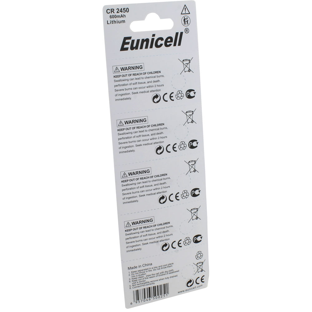 CR2450 Lithium Batteries 600 mAh - pack of 5 - Image two