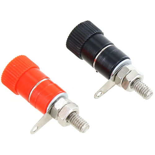 Female Banana Socket Terminals - 4mm - Black and Red Pair - Image one