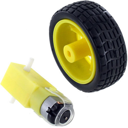 Geared DC Motor and Toy Car Wheel Set - Image one