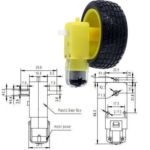 Geared DC Motor and Toy Car Wheel Set | xUmp