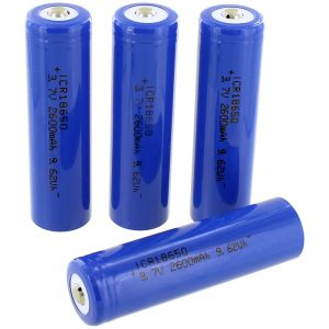4-Pack of ICR 18650 Blue Lithium-Ion Rechargeable Batteries - 3.7V 2600mAh - Image One