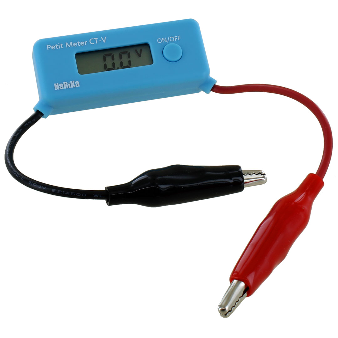 Inline Digital DC Voltmeter - up to 25V - with Alligator Clips - Crabee - Image one