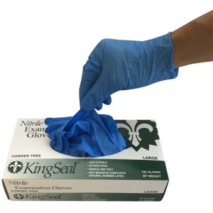 KingSeal Nitrile Exam Gloves - LARGE - Box of 100 - Image One