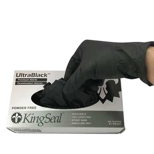 KingSeal UltraBlack Nitrile Medical Grade Gloves - Box of 100 - Image one