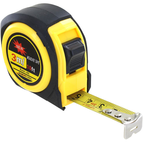 Retractable Metal Tape Measure 10ft/3m - Both Imperial and Metric Scale