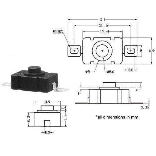 Push-On Push-Off Micro Switch - 18x12mm | xUmp