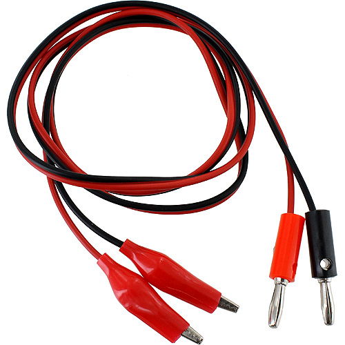 Red/Black Alligator-to-Banana Cable Pair - 1m - Image one