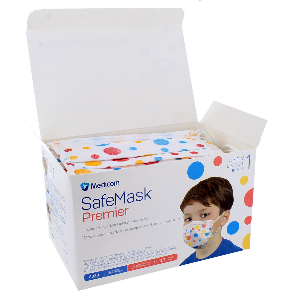 SafeMask Premier Pediatric Kids Earloop Face Masks ASTM Level 1 - Image two