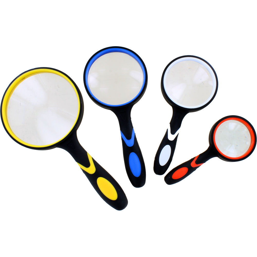 Set of 4 Glass Magnifiers with Rubberized Comfort Grip - Image one