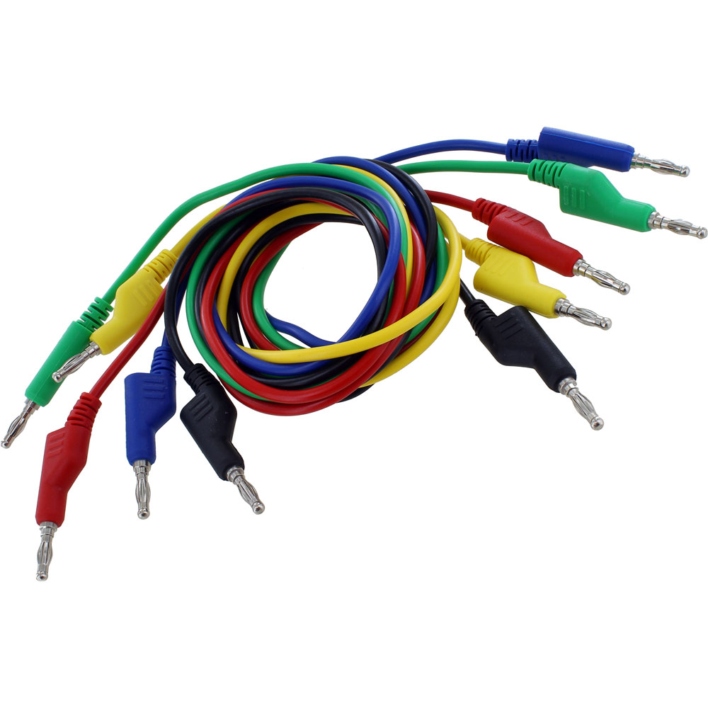Stackable 4mm Banana Plug Cable - 1m Long - Colorful Set of 5  - Image one