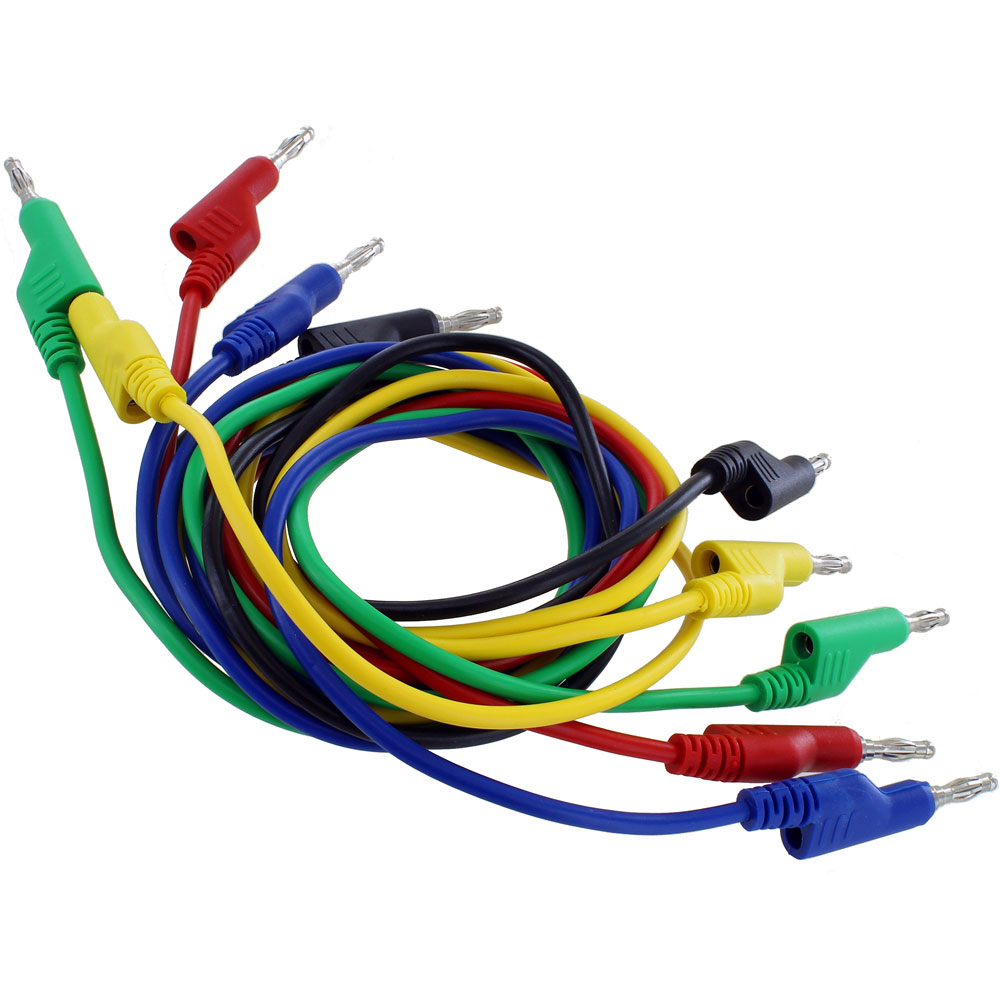 Stackable 4mm Banana Plug Cable - 1m Long - Colorful Set of 5  - Image two