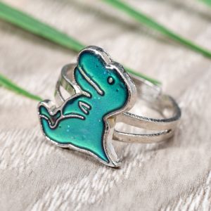T-Rex Dino Mood Ring with Adjustable Size Band Photo 1