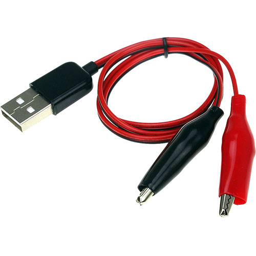 USB to Alligator Clips Connection Wire 5V - 50cm - 20inch - Image one