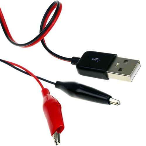USB to Alligator Clips Connection Wire 5V - 50cm - 20inch - Image two