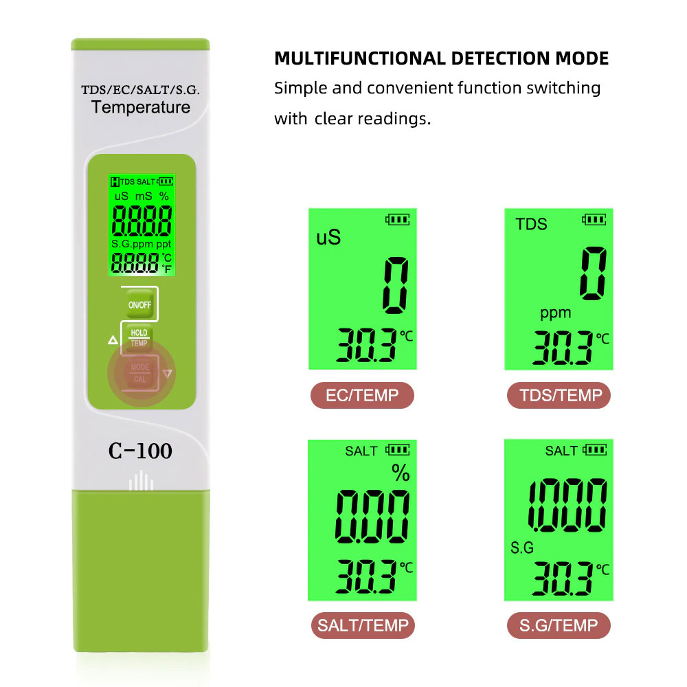 5-in-1 Digital Water Tester - TDS, EC, Salinity, SG, Temp - Image two