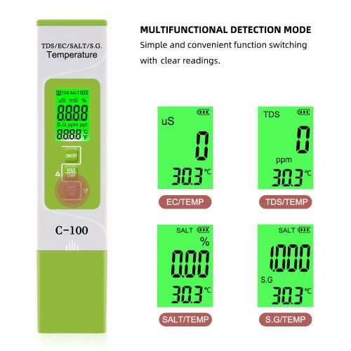 5-in-1 Digital Water Tester - TDS, EC, Salinity, SG, Temp photo 2