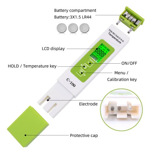 5-in-1 Digital Water Tester - TDS, EC, Salinity, SG, Temp photo 3